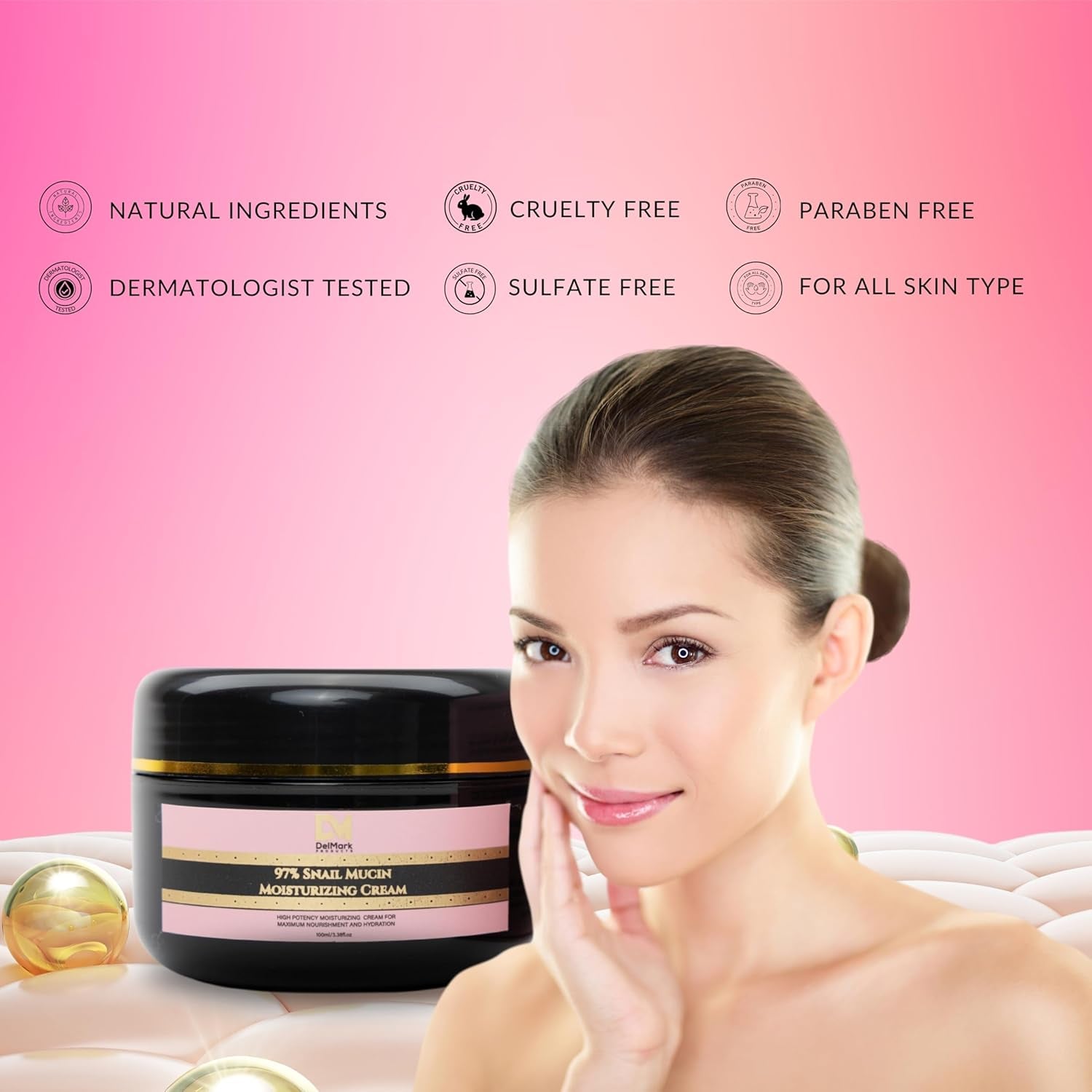 Snail Mucin 97% Daily Face Moisturizer Cream, High Potency Moisturizing Cream for Maximum Nourishment & Hydration - Korean Skincare